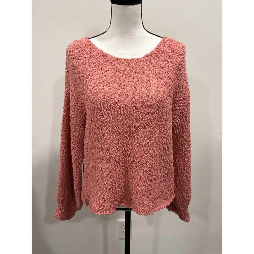 Simply Southern Popcorn Knit Sweater Women Small Pink Excellent Textured Top
